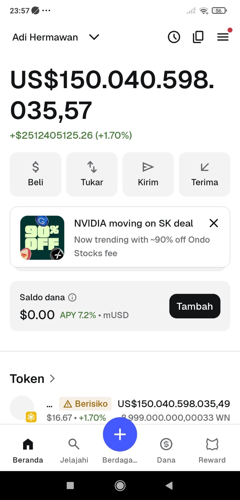 Tampilan Wallet WN Token